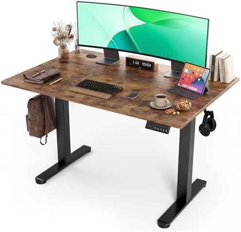 Claiks Electric Height Adjustable Standing Desk, 40x24 Inch, Rustic Brown by CLAIKS