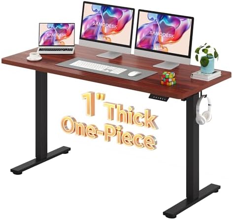 SANODESK One-Piece 1'' Thick Height Adjustable Standing Desk 60''x24'' by sanodesk