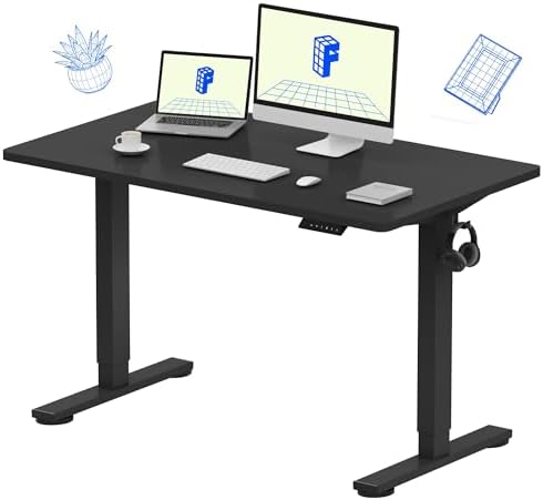FLEXISPOT EN1 One-Piece Standing Desk, Electric Adjustable with 4 Memory Presets, 176 LBS Capacity, Stable & Quiet, Seamless Desktop for Home Office & Dual Monitors, 48"x24" Black by Unknown