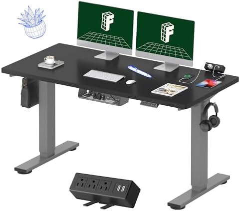 FLEXISPOT EN2 55"x28" Standing Desk with Power Strip Bundle, Black by Unknown