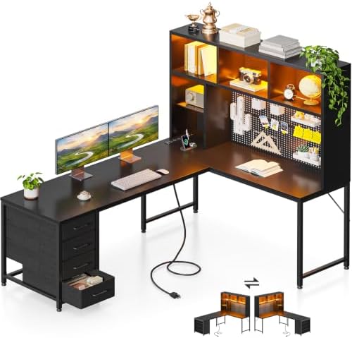AODK 63" L Shaped Desk for Gaming and Working，Black by AODK