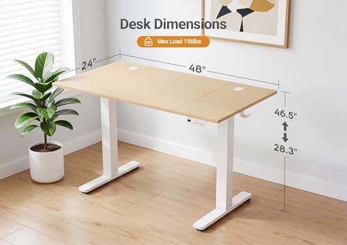 YDN Electric Standing Desk, 48x24 Inch, Nature - Image 3