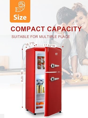 Refrigerator with Freezer 3.5 Cu.Ft Top-Freezer Compact Refrigerator Red - Image 2