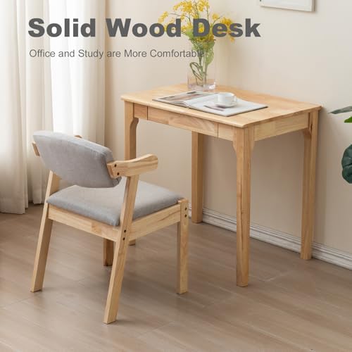 Solid Wood Desk, Gaming Study Home Office Desks for Work, Student PC Desk for Bedroom, Small Computer Desk for Small Spaces, Easy to Assemble (Wood Color, 31inch) - Image 3
