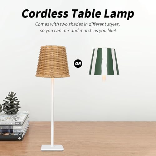 Mr. White Outdoor Waterproof Cordless Wireless Rechargeable Portable Top Touch Battery Operated Powered LED Table Lamp Desk Lamp Lights for Restaurant Kitchen Patio Dinner Dining (Green) - Image 2