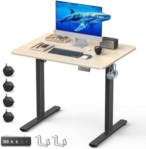 32" Small Rolling Electric Standing Desk Adjustable Height for Home Office by XyndyxErgonomicDesign