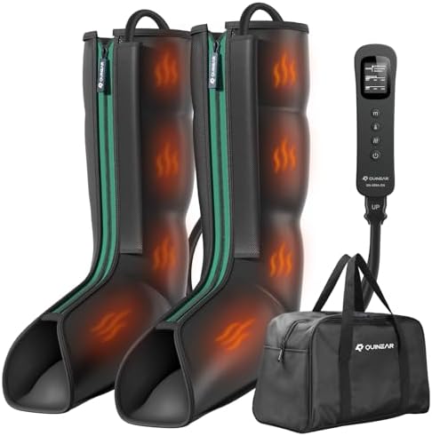 QUINEAR Leg Massager for Circulation and Pain Relief, Heating Leg Compression Massager with 3 Modes, Foot and Calf Massager with 3 Intensities 3 Heats - Gift for Mom and Dad by QUINEAR