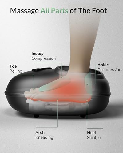 Snailax Shiatsu Foot Massager with Heat, Deep Kneading Rolling Compression Feet Massager for Plantar Fasciitis Neuropathy, 3 Heating Levels,3 Timer Option Fits Size up to 14“ Gifts for Men,Women - Image 3