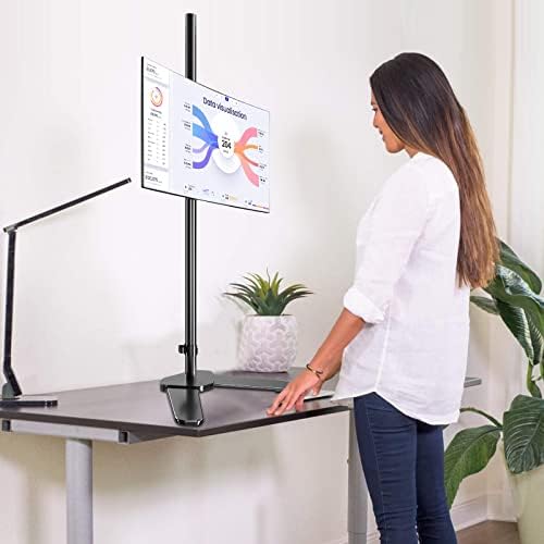 Pholiten Single Tall Monitor Mount with 47 inch Pole,Floor Computer Stand - Image 2