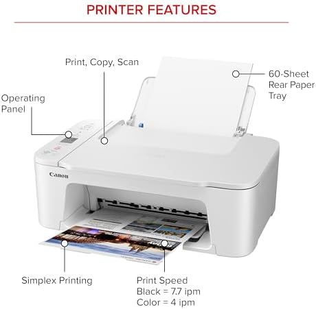 Canon PIXMA TS3720 Wireless All-in-One Printer for Basic Home Printing, White - Image 2