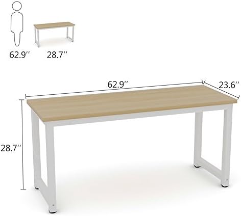 Tribesigns Computer Desk, 63 inch Large Office Desk Computer Table Study Writing Desk Workstation for Home Office, Walnut - Image 6