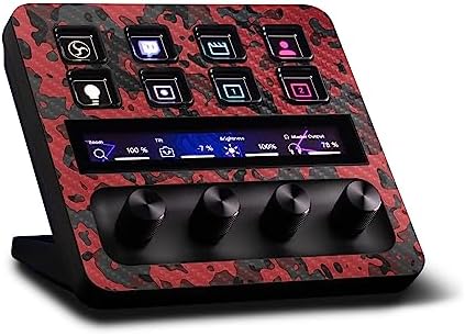MightySkins Carbon Fiber Skin Compatible with Elgato Stream Deck + - Red Modern Camo | Protective, Durable Textured Carbon Fiber Finish | Easy to Apply, Remove, and Change Styles | Made in The USA by MIGHTY+SKINS