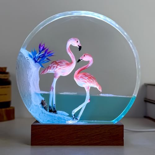 Flamingo Resin Lamp, Handmade Resin Night Light for Home Office Room Decor - Image 3