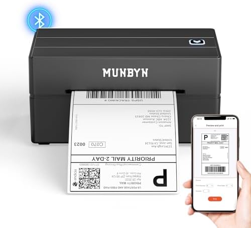 MUNBYN Bluetooth Thermal Label Printer, Wireless 4x6 Shipping Label Printer by MUNBYN