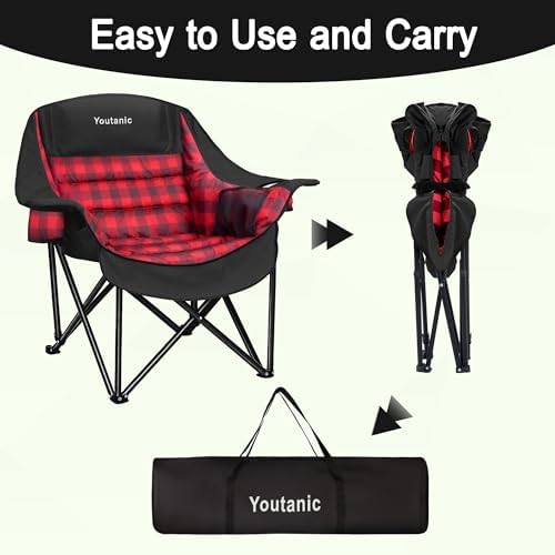 Youtanic Oversized Large Padded Camping Chair, 400 lbs Foldable Lawn Chair - Image 5