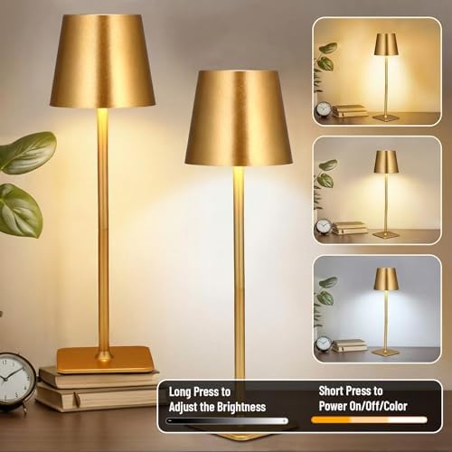 Retisee 12 Pack Cordless Table Lamp Portable Rechargeable Lamps, Gold - Image 3