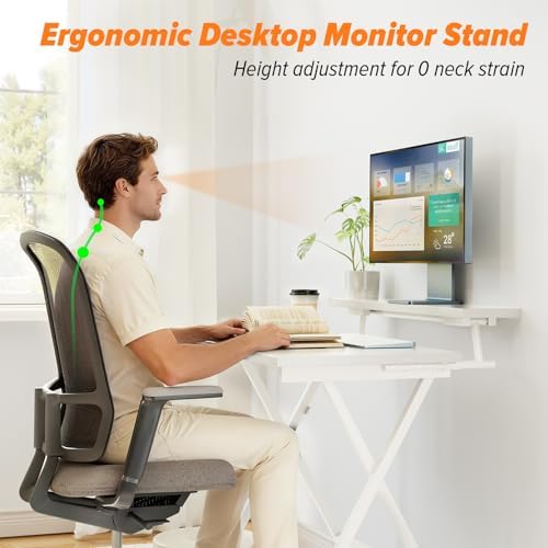 WOHOMO Folding Computer Desk with Monitor Stand, Adjustable Height, White - Image 5