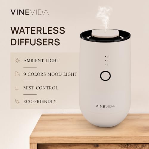 VINEVIDA Waterless Diffuser - Essential Oil Diffuser for Home - Beige Scent Diffuser for Home, Battery Operated Aromatherapy Diffuser - Car, Room Fragrance Air Diffuser - Image 2