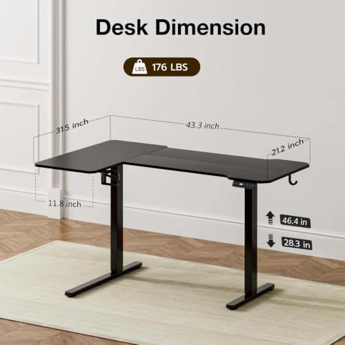 Acrolix L Shaped Electric Standing Desk,43x31.5 Reversible,Black - Image 3