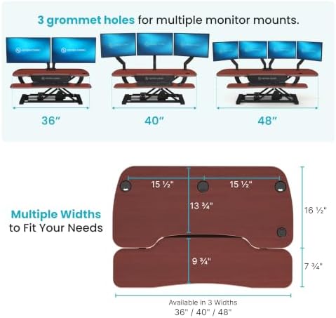 VERSADESK PowerPro 48 Inch Electric Standing Desk Converter – Push-Button Height Adjustable Sit to Stand Desk Riser for Multiple Monitors – Motorized Desktop Workstation with Wide Keyboard Tray - Image 2