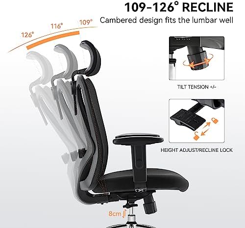 SIHOO M18 Ergonomic Office Chair, Upgraded Wheels, Mesh Back Desk Chair - Image 3