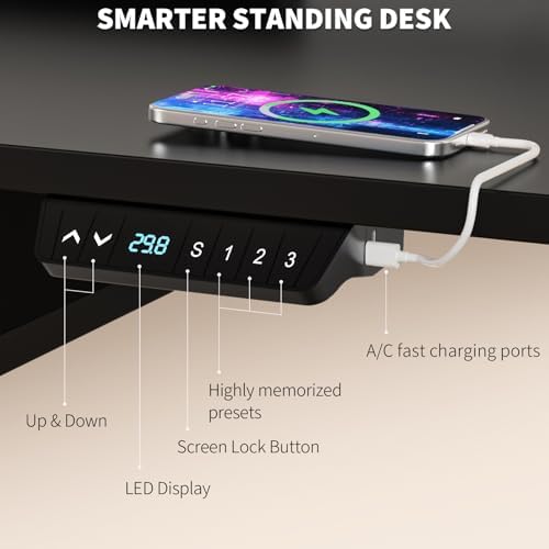 63 x 30 Inch Electric Standing Desk with 4 Drawers, Classic Black - Image 6