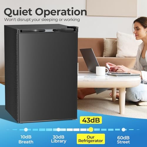 Electactic 4.5 Cu.ft Mini Fridge with Freezer, Compact Refrigerator, Reversible Door, Adjustable Thermostat, Low Noise, Energy Efficient, Black - Image 5