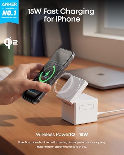 Anker 3-in-1 Cube MagSafe Compatible Qi2 15W Foldable Charging Station - Image 2