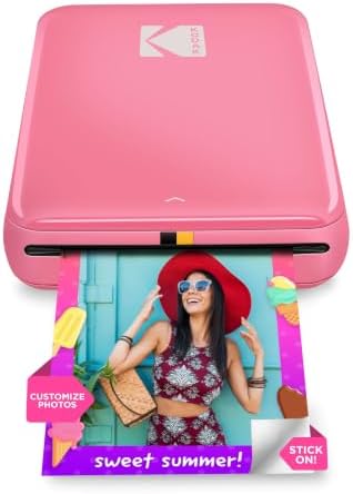 KODAK Step Instant Smartphone Photo Printer, Portable Mini Color Wireless Mobile Printer, Zink 2x3” (5.1x7.5 cm) Sticky-Back Photos Pink (Renewed) by Amazon+Renewed