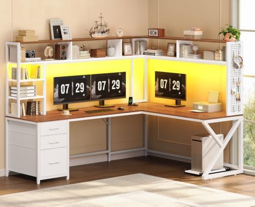 SEDETA L Shaped Office Desk, Convertible 94.5" Computer Desk with Drawers by SEDETA