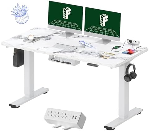 FLEXISPOT EN2 55"x28" Whole-Piece Standing Desk with Power Strip by Unknown