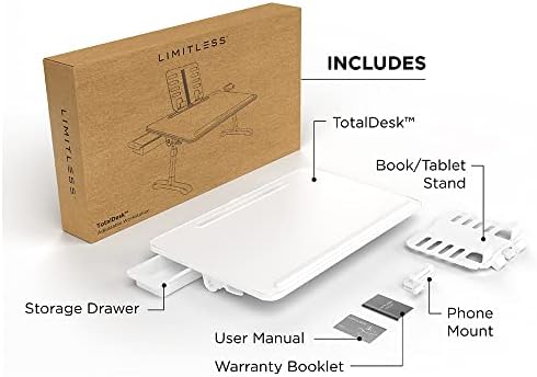 Limitless TotalDesk Portable Workstation and Lap Desk with Adjustable Height & Tilt (White) - Image 5
