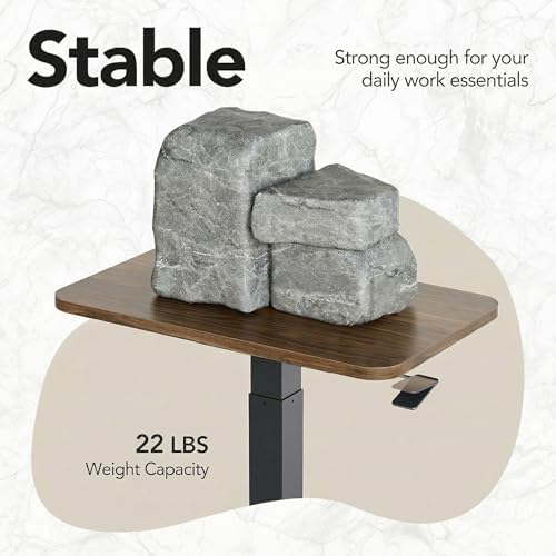 HUANUO Small Rolling Laptop Standing Desk, Height Adjustable Mobile T-Base Desk with Lockable Casters, Portable Sit-Stand Workstation for Bedside & Sofa, Walnut (Pack of 2) - Image 6