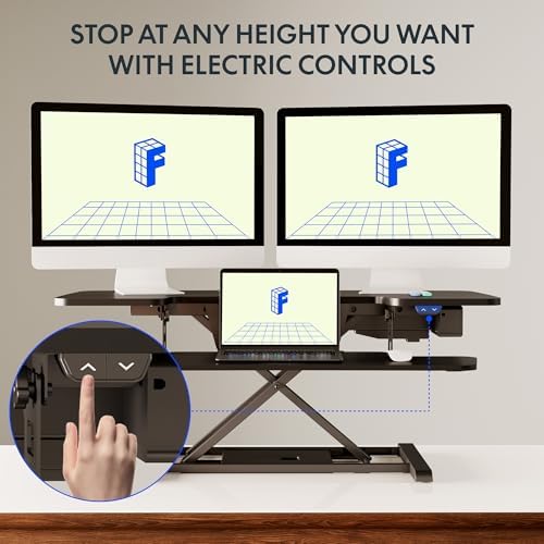 FLEXISPOT 40" Electric Standing Desk Converter, Height Adjustable Riser, Sit to Stand Monitor and Laptop Workstation with Wide Keyboard Tray, Black - Image 4