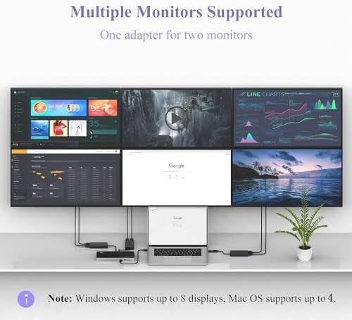 WAVLINK HDMI Splitter Extended Display for Dual Monitor, USB A or USB-C to Dual HDMI Adapter, Multi-Monitor Display 3 Separate Screens for Windows and macOS,4K30Hz,1080p@60Hz - Image 6