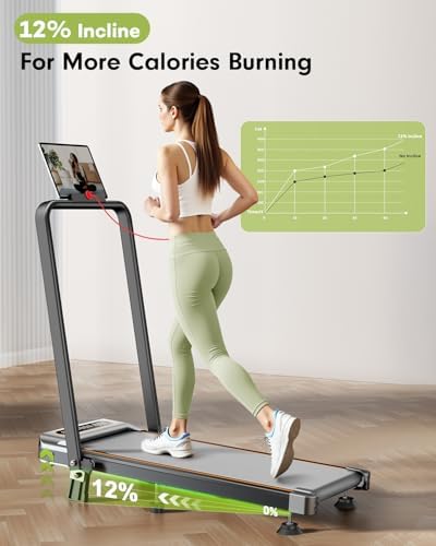 Foldable Walking Pad Treadmill with 12% Incline Upgrade 3.5HP Low Noise Walking Pad Treadmill with Handle Bar 4 in 1 Under Desk Treadmills for Home/Office, 350Lbs Capacity, APP & Remote Control - Image 5