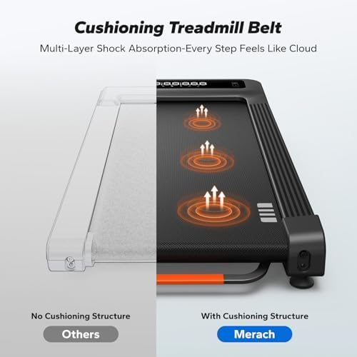 MERACH NovaWalk W50 TrekPad, 12% Auto Incline Walking Pad Treadmills for Home, 400lbs Capacity, Under Desk Treadmill with Remote & LED - Image 6