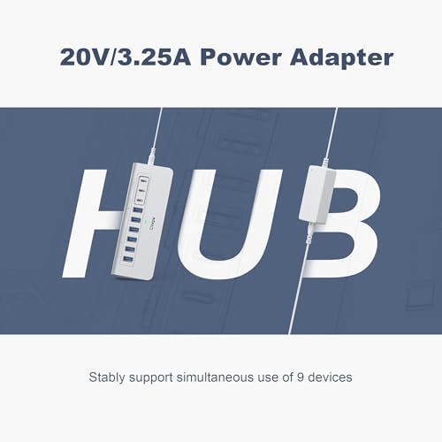 Powered USB Hub 10Gbps, intpw 9-Port USB 3.2/USB C Hub(3 USB 3.2 + 4 USB 3.0 + 2 PD 45W Charging Ports), 65W Power Adapter and 3.3FT Cable, Aluminum USB Hub for Laptop, iPhone 17/16/15，PC - Image 6