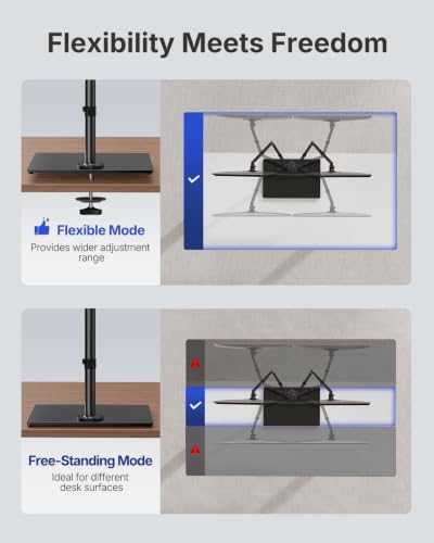 HUANUO Free Standing Dual Monitor Stand for 13-32 Inch Monitors, Glass Base - Image 2