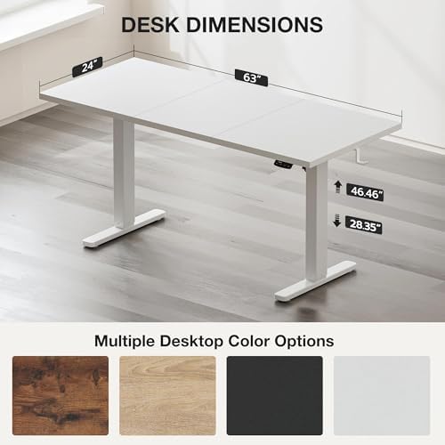 Acrolix 63x24 Electric Standing Desk with Cable Net, White - Image 3