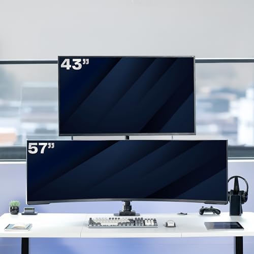 VIVO Dual Vertically Stacked Ultra-Wide Monitor Desk Mount for up to 57 inch Screens, Heavy Duty Adjustable Stand for 2 Ultrawides, 59.4 lbs Capacity, Black, STAND-V257R - Image 4