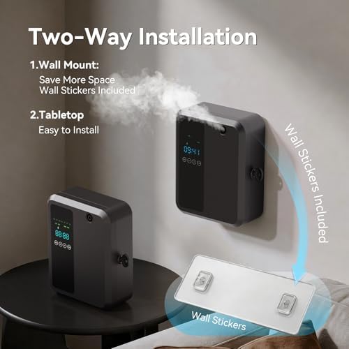 Waterless Essential Oil Diffuser 500ml, Bluetooth APP Control Cold Air Scent Machine, Wall Mounted Large Room Diffuser, 2000 sq ft Coverage, Black - Image 6