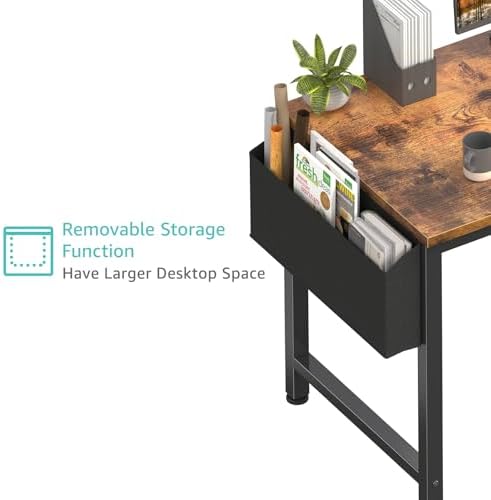 Lufeiya Computer Desk with Power Outlet, 47 inch Teen Study Table Home Office Work Writing Gaming Desks with Charging Station Outlets Built in, Brown - Image 6