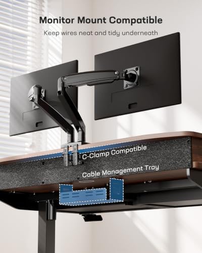 HUANUO 55 x 30 inch Electric Standing Desk with 2 Wood Drawers, Adjustable Height Sit Stand Desk for Home Office, Ergonomic Stand up Desk with 4 Memory Presets, 176 lbs Capacity, Walnut Top - Image 6