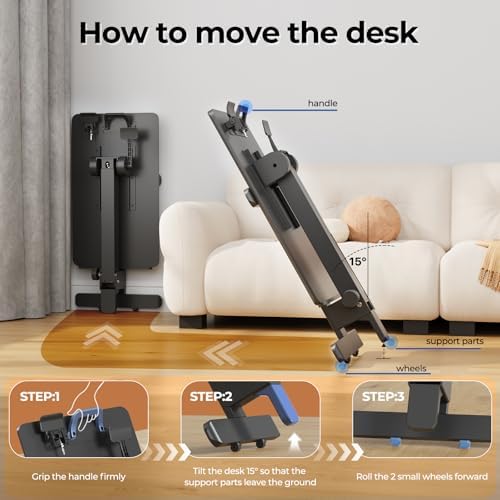 27" Portable Mobile Standing Desk, No-Assembly Needed, Black - Image 5