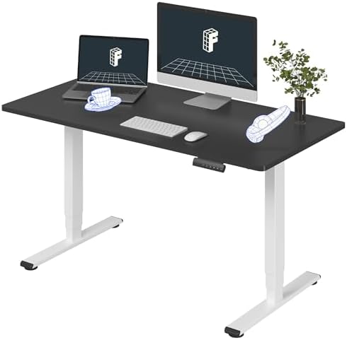 FLEXISPOT E6 3-Stage Dual Motor Electric Standing Desk 55 x 28 Sit Stand Up Desk, Holds 220 lbs, Adjustable Height w/Memory Presets, One-Piece Black Desktop & White Frame, Ships in 2 Boxes by Unknown