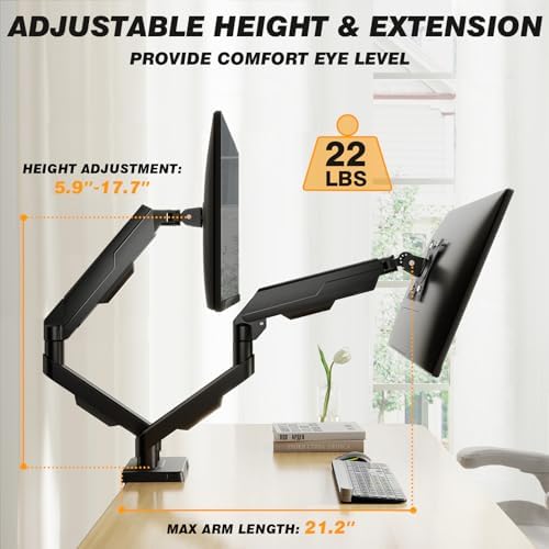 5Rcom Dual Monitor Stand for 17-34 Inch Computer Screens - Image 3