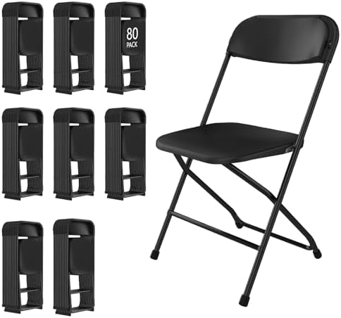 80 Pack Black Folding Chairs for School Events Wedding Party Picnic by IWDOO