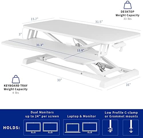 VIVO White 32 in Standing Desk Converter, DESK-V000KW - Image 3