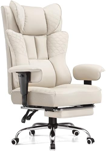 GTPLAYER Big and Tall Office Chair Wide Ergonomic Gaming Chair with Deluxe Embossing Designed Leather with Foot Rest,150°Reclining Adjustable Soft Armrests Pocket Spring Back Support and Pillow by GTPLAYER